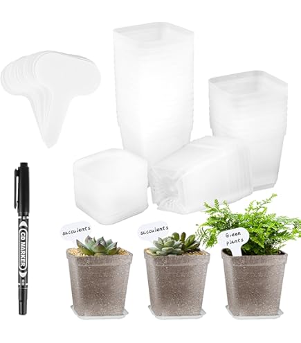 Prime Garden® Ronde kunststof kweekpotten, bloempotten, plantenpotten voor binnen en buiten, zwart diameter 8 cm x 6,4 cm / 0,2 l / 50 stuks