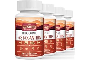RAPSDAYCI Liposomal Astaxanthine Supplément 24mg par portion, Formule Antioxydante Puissante que la Vitamine C, Absorption Supérieure (240 Unités (Lot de 4))