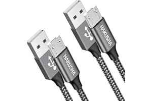 HAKUSHA Cable Micro USB [1M/Lot de 2] Nylon Tressé Chargeur Micro USB 3A Charge Rapide et Synchro pour Android Samsung Galaxy S7 S6 Edge J7 J5 J3, Redmi Note 5, Wiko, Huawei, Sony, LG, Kindle, PS4