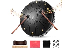 Steel Tongue Drum, Couleeur 6 Inch 11 Notes Handpan for Garden, C Key & Rust-Proof Tongue Drum Percussion, Handpan Rain Outside with Bag and Percussion Instruments for Music Therapy