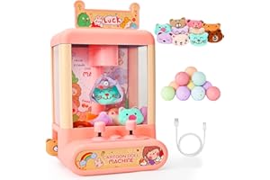 LAIBUY Claw Machine for Kids, Mini Vending Machine Girls Toys, Candy Grabber Prize Dispenser with Sound & 10 Dolls and 10 Twisted Eggs, Electronic Arcade Game Indoor Toy for Home Party Birthday Gifts