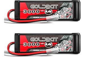 GOLDBAT 7S NIMH Battery 3000 mAh 8.4V NiMH RC Battery with Tamiya Connector for for RC Evader BX Car Truck Truggy Buggy Tank Car Racing(2PACK)