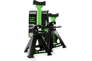 DRIVEUPTOOLS Axle Stands 3 Tons with Rubber Pad | Stabilizing Jack Stands Pack of 2 | Lifting Height 11.6-16.7 Inches | Car Lift | Heavy-Duty Car Stands 3 Tons (6,600 lbs) | Durable Axle Stands (x2)