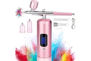 BOTEWO Aerografo con Compresor: 38 PSI Pistola de Aerografo Portátil con Pantalla LED Aerografo para Uñas, Maquillaje, Modelado de Tatuajes, Decoración de Pasteles