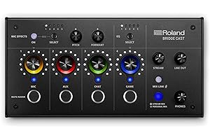 Roland BRIDGE CAST Dual Bus Gaming Mixer | Professionelles Audio-Streaming-Interface und Mixer für Online-Gamer | 32-Bit Hardware-DSP | USB-C Verbindung für Windows & Mac | Schwarz