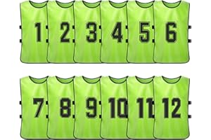 ERYUE Gilet, 12 PCS Adultes Football Pinnies Maillots De L'équipe De Football À Séchage Rapide Jeunes Sports Scrimmage Formation De L'équipe De Football Dossards Numérotés Pratique Gilet De Sport