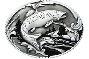 JEAN'S FRIEND Vintage Style Fish Fishing Wildlife Fisherman Elephant Western Oval Belt Buckle