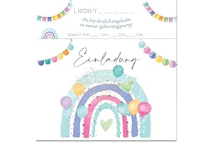 PUSTEBLUME GRUSSKARTEN Einladungskarten Kindergeburtstag Regenbogen – 20 Stück A6 mit buntem Regenbogen-Motiv – Aus recyceltem Karton