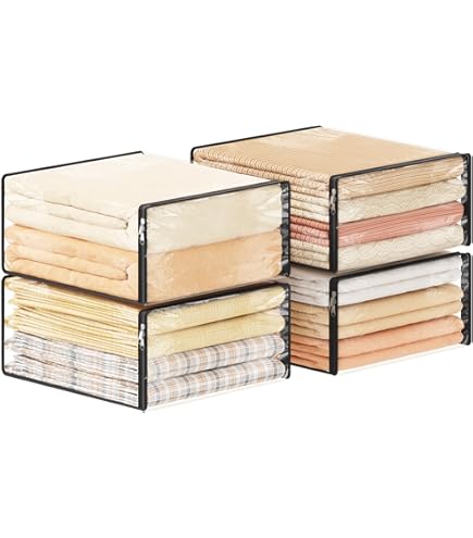 ENUMAIL Opbergdoos voor onderbed met deksel, opvouwbare kledingorganizers, opbergmanden voor thuis voor kleding, schoenen, dekens, kussens, 38 x 26 x 15 cm, beige, 2 stuks