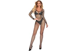 BUKINIE Women Sexy Lingerie for Sex, Lingerie Bodysuit Seductive Mesh Fishnet Skinny Bodysuits Nightwear Babydoll Temptation Suspender Body Stockings Lingerie Set