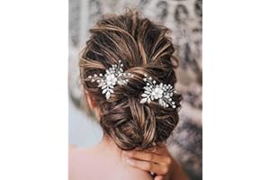 Vakkery Bride Wedding Hair Pins Silver Flower Hair Clips Headpieces Pearl Bridal Hair Accessories for Women and Girls