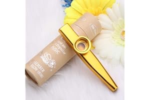 OIBTECH Kazoo Golden Aluminum Alloy with Five Membrane Flute Diaphragm Mouth Kazoos Musical Instruments