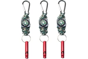 CZLINODUMMX Survival Schlüsselanhänger Überlebenspfeife Paracord mit Karabinerhaken Survival-Kompass überleben-Paracord Multi-Werkzeug-Survival für Wandern Outdoor-Aktivitäten Survival Camping Pfeife 3 Stück