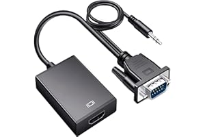 ‎RETOO Retoo Kabel VGA na HDMI, konwerter starego komputera na telewizor/monitor z HDMI, z adapterem audio i kablem USB do ładowania, 1080P 60 Hz, wtyczka na gniazdo