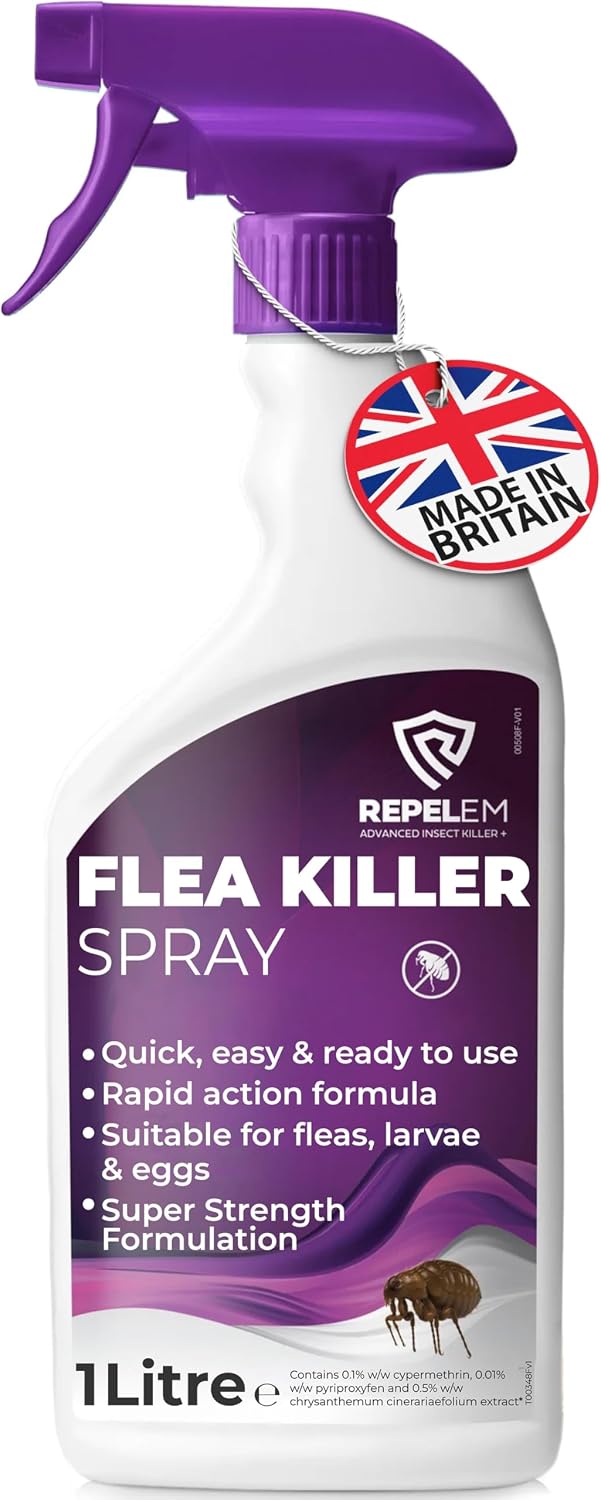 REPELEM Flea Spray for The Home - Household Killer, Kills Eggs & Larvae 1L | Professional