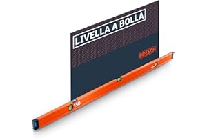 Presch Livella a bolla 150cm - Fiala infrangibile con pendenza 2% - Finestra di lettura verticale - Tappi antiscivolo innovativi - Superficie di misura precisa