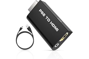 DigitConvert PS2 HDMI Adaptateur, Convertisseur PS2 vers HDMI avec Prise Casque Audio 3,5 mm, convertisseur de Format vidéo pour Moniteur PS2 HDTV HDMI