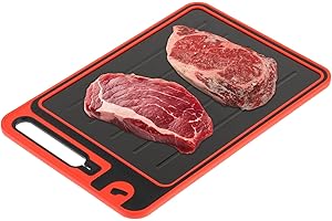 Sibosen 4 in 1 Large Defrosting Board, Defrosting Tray for Frozen Meat with Cutting Board Knife Sharpener,Garlic Grater, Fast Self Thawing of Frozen Food Meat 37 * 25cm