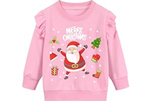 Little Hand Toddler Girls Christmas Sweatshirt Girls Long Sleeve Cotton Crewneck Jumpers Kids Reindeer Tops Pullover Age 1-8 Years