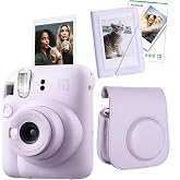 Instax mini 12 Fotoğraf Makinesi-10'lu Film-Mini Alb&uuml;m ve Deri Kılıf Seti (Lila)
