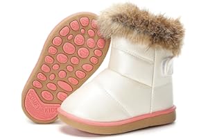 Gaatpot Bottes pour Bébé Fille Garçon Bottines de Neige Enfants Fourrée Chaussures d'Hiver Antidérapant Botte Chaude Doublé Souple PU Imperméable Boots 20-29