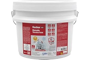fischer - Escudo Térmico Total, Aislante Térmico Reflexivo Interior o Exterior, Impermeabilizante, Antihumedad, Anticondensación y Antimoho para Pared, Techo, Tejado, Fachada o Habitación (9 L)