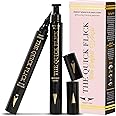 The Quick Flick Winged Eyeliner Stamp – Waterproof & Smudge Proof Vegan Cat Eye Stamp Eyeliner – 4mm Thick Winged Stamp & 10mm Modest Felt-Tip Liquid Hypoallergenic Eyeliner Pen (Intense Black-2 Pen)