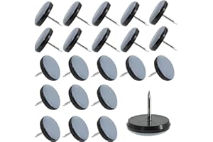 DREAMARK 30 Pièces Patins pour Chaises 22mm en Téflon Patins pour Meubles Ronde Patin Chaise a Clouer Protéger Les carrelages, Les sols en Bois, Les chaises, Les Tables et Les Lits