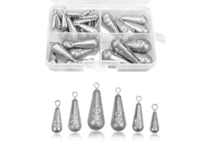 Hyakoz 30 Piezas Plomos Pesca, Plomo de Pesca Pesas de Pesca 5/10/15/20/30/40g Plomos de Pesca Surfcasting para La Pesca Al Aire Libre