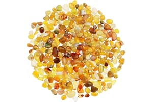 YiYa Yellow Agate Stone Tumbled Stones Gemstone Natural Crystal Quartz for Home Decoration Vase Filler Swimming Pool Bottom Potted Bottom Decoration (About 0.68 lb(310g)/Bag)