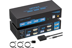 AILVLVNG 4K120Hz Switch KVM HDMI 2 PC 2 Monitor KVM Switch USB 3.0 per 2 Computer per Condividere Due monitors e 4 Dispositivi USB Come Tastiere, Mouse, Stampanti con 2 Cavi USB