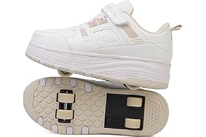 Skridsko Schuhe mit Rollen für Jungen & Mädchen, Outdoor Turnschuhe mit Rollen für Kinder, 2-in-1 Rollschuhe Schuhe mit 4 Rollen für Ostern Geburtstag Weihnachten