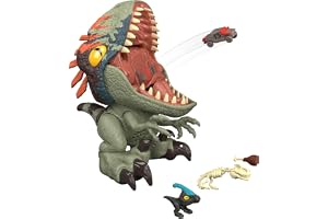 Mattel Jurassic World Rebirth Fierce Feeder Velociraptorfigur | Interaktiv stiliserad raptordinosaurie med svälj- och spottfu