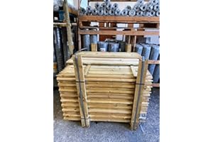 F&G Supplies 10 x 1.2m (4ft) tall x 40mm Dia, Round wooden pressure treated fence posts or stakes, wood - ideal for staking trees and plants!