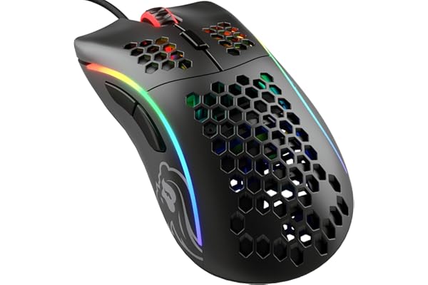 GLORIOUS Gaming Model D Souris de Jeu Filaire - 68 g en nid d’Abeille, RGB, capteur Pixart 3360, switches Omron, Pieds en PTFE, 6 Boutons - Noir Mat