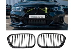DM AUTOTEILE Doppelsteg Kühlergrill kompatibel für BMW 1er F20 F20 LCI 135 140 M schwarz glanz