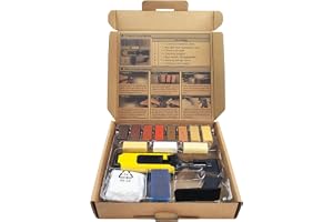 Reparationsset med hårdvax med vaxsmältare, hyvel och slipsvamp för kakel, laminat, parkett, vinyl och trä för reparation av