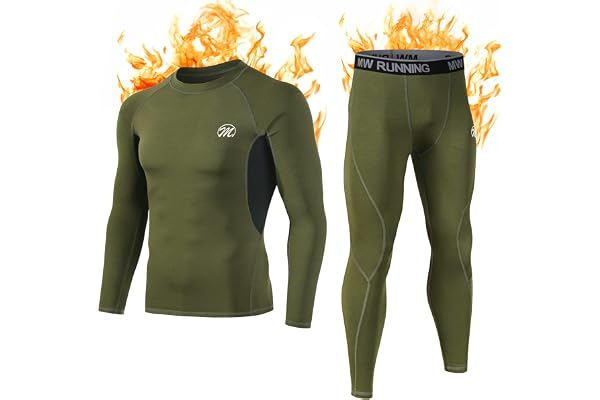 MEETWEE Ensemble de sous-Vêtements Thermiques Homme, Sport Base Layer Maillot Manches Longues + Pantalon Quick Dry Sou Vetement pour L'entraînement Ski Running Randonnée