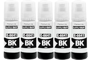 Supply Guy Tusz Czarny kompatybilne z Epson 664 do EcoTank ET-2500 ET-2550 ET-2600 ET-2650 ET-3600 ET-4500 (5 Butelki z atramen z 5x70ml)