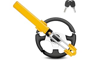 GADLANE Canne Antivol Haute Visibilité - Barre Bloque Volant pour La Caravane, Fourgon, Voiture - avec 2 Clés (Jaune)