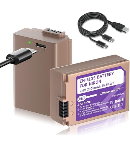 2x EN-EL25 Accu + Oplader Voor Nikon Zfc, Z30, Z50 & Z50II – Met Dubbele USB-C Lader, Incl. SD-kaart Opslag, Veilig & Compact