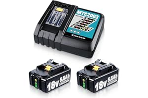 DASNITE 2 Pack 18V 5.5Ah BL1850B Replacement for Makita Battery & DC18RC 3A 14.4-18V Charger Compatible with Makita 18V Batteries BL1850B BL1830 BL1840 BL1860