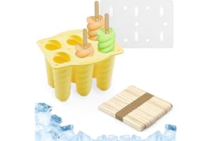 PGTC Stampo per Gelato,6 Agujeros para Stampo per gelato diy Ghiacciolo Gelato Scatola di Cubetti di Ghiaccio Ghiacciati Ghiacciolo Cubetti,Fabbricante di Ghiaccioli in Silicone (Giallo 2)