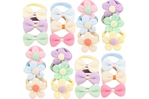 Cosyhav 24pcs Baby Hair Bobbles, Colourful Flower Bow Toddler Hair Accessories, for Baby, Toddler, Girls