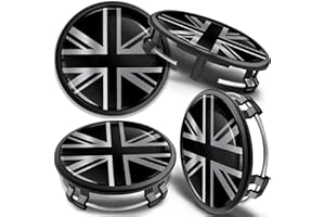 SkinoEu Set of 4 x 75mm Wheel Center Caps Compatible with Mercedes Benz B66470207 / B66470200 UK Union Jack Flag Silver CM 29