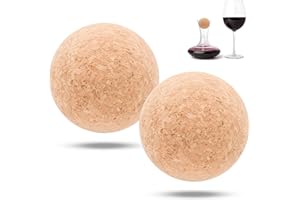 INHEMING 2 Pièces Bouchon de Carafe en Bois Rond, Bouchon en Forme de Boule de Liège en Bois pour Carafe à Vin (6.1 cm)
