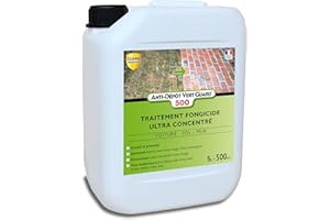 GUARD INDUSTRIE - Anti Dépôt Vert Guard 500 - Fongicide Invisible, Ultra Concentré, Anti Champignon, Lichen, Algue - Tous Matériaux - Fabrication Française - Bidon - 5 L - Traite 500 m2