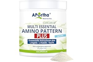 ‎APORTHA APOrtha® Amino Pattern PLUS - 325 g veganes Pulver mit 8 essentiellen Aminosäuren nach Prof. Dr. Lucà-Moretti plus L-Arginin, L-Histidin und Taurin für optimierte Eiweißversorgung, komplex hochdosiert
