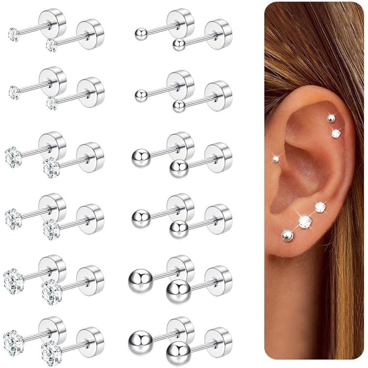 CharmeFleur Boucles D'Oreilles à Dos Plat Sans Allergène Pour