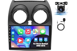 CAMECHO 2+64G Android 13 Apple Carplay Car Stereo for Nissan Qashqai (2006-2016) 9 Inch Touch Screen Double Din Car Stereo with Backup Camera Sat Nav Support Android Auto/HiFi/WiFi/GPS/SWC
